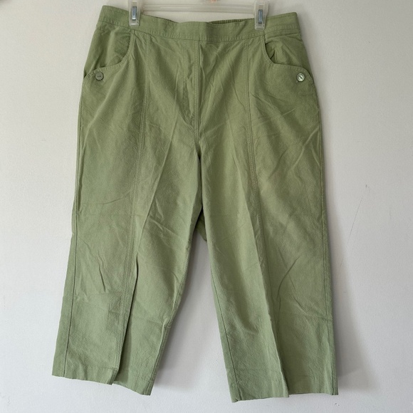 🍂5/20$!! Alfred Dunner Seafoam Pull On Crop Pants - Picture 1 of 10